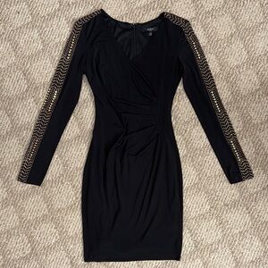 Guess Black Dress with Gold Sleeve Details